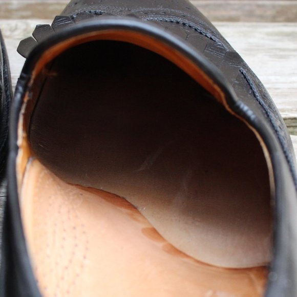 Vintage 80s Black Kangaroo Wingtip Loafers, Men's 13 D, Made in Canada by Dack's - Picture 8 of 13